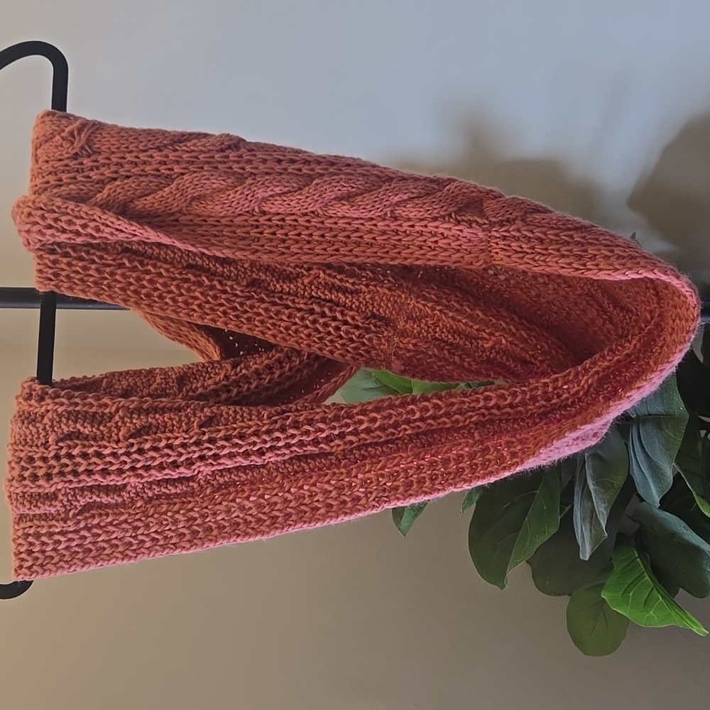 Cozy Pink Cable Knit Infinity Scarf